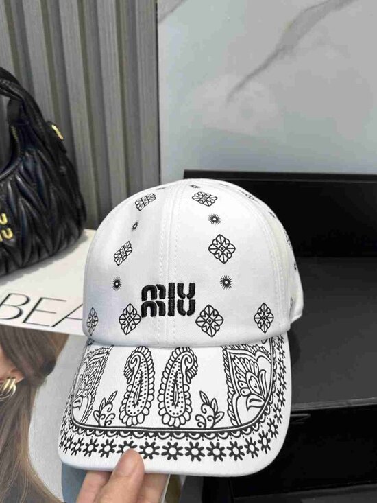 Miu Miu Embroidered Logo Bandana Baseball Cap